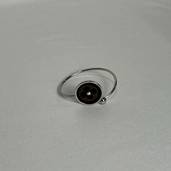 Louis Vuitton Monogram canvas Stainless Steel Bendable Bangle Bracelet Swarovski - Picture 8 of 13